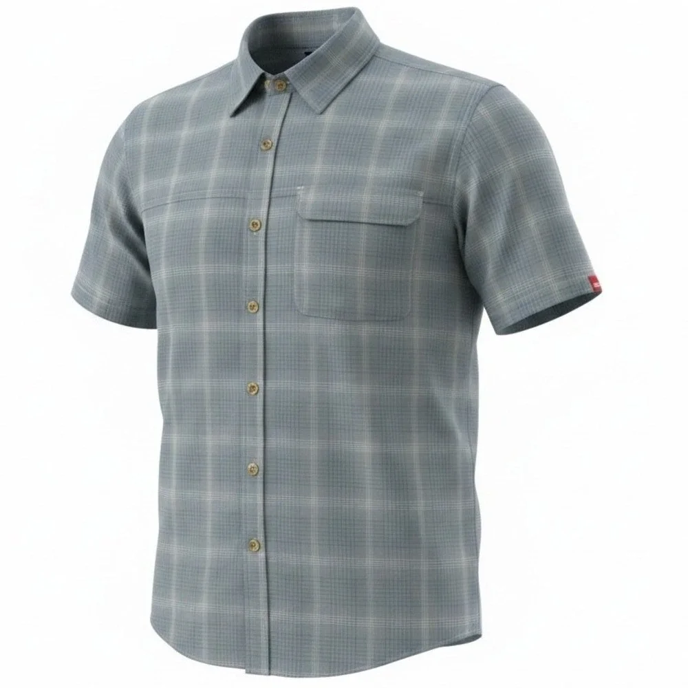 The North Face‎ Mens XL Blue Grey Plaid Short Sleeve Button Down Shirt